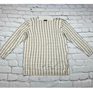 Ann Taylor Factory sweater white print lightweight 3-4 sleeve  A705